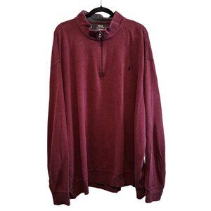 Polo Ralph Lauren Burgundy 1/4 Zip Pullover Sweatshirt 4XB Cotton Blend Mens
